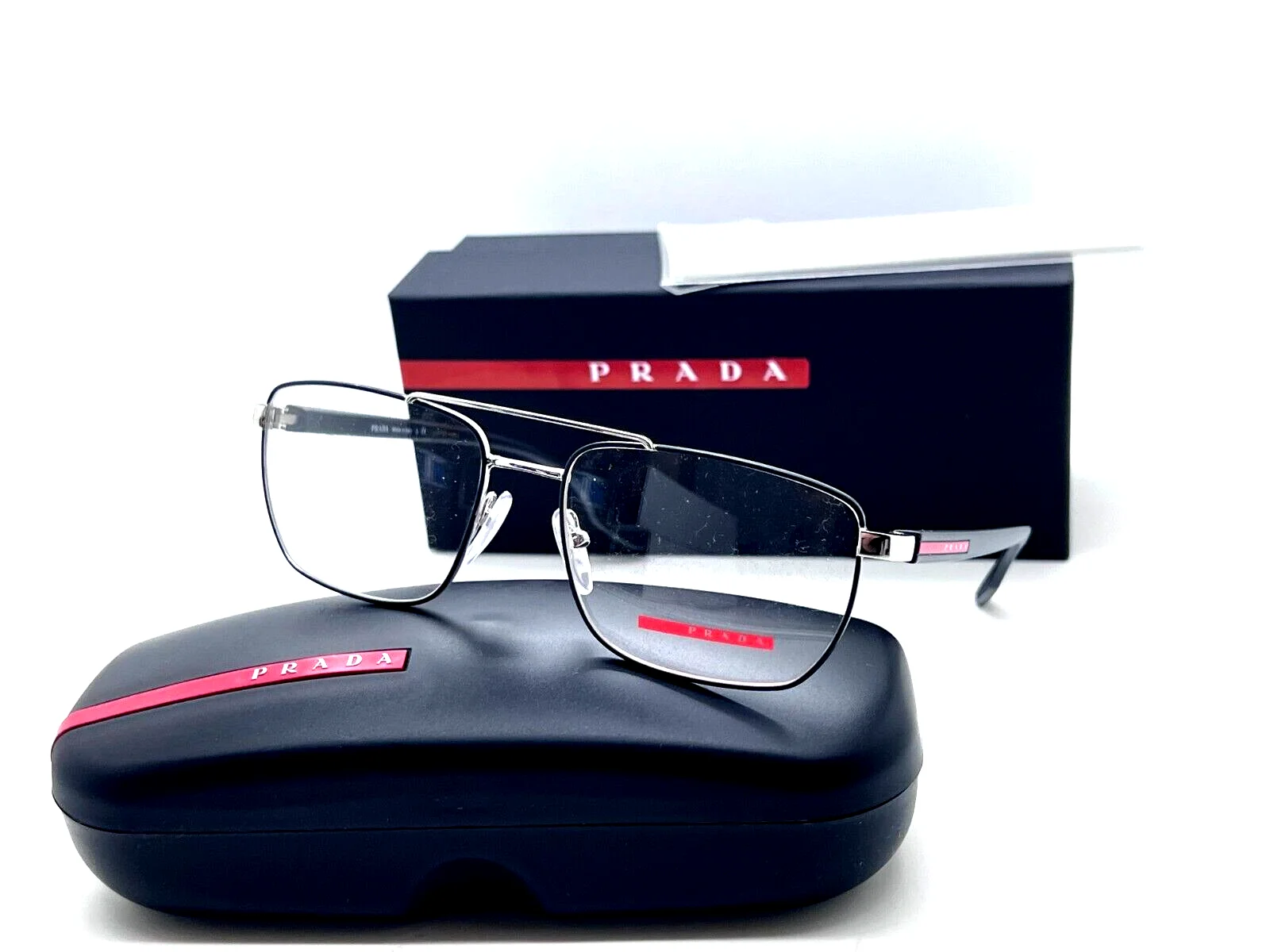 Prada Sport VPS 53M TFZ-101 MATTE GREY/SILVER 55-17-145MM Eyeglasses Italy NIB