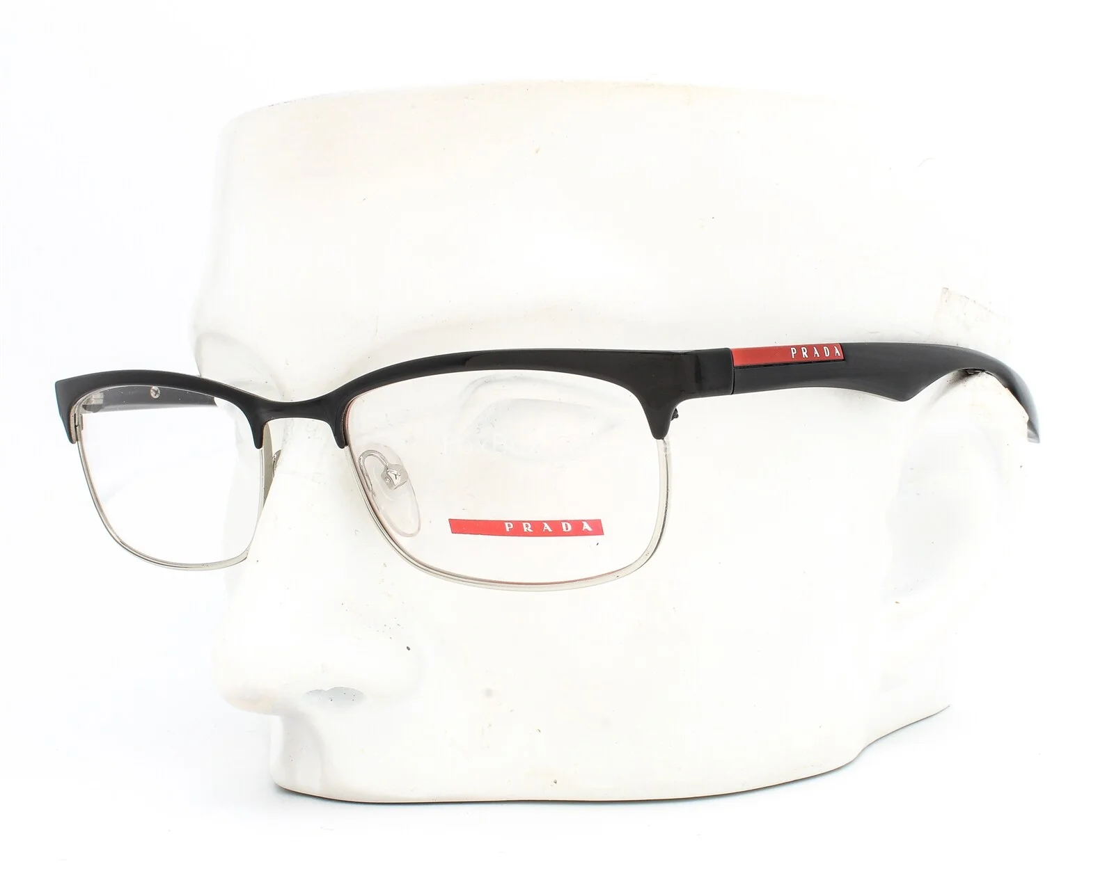 Prada Sport VPS 54D GAQ-1O1 Eyeglasses Glasses Glossy Black on Silver 53-18-140