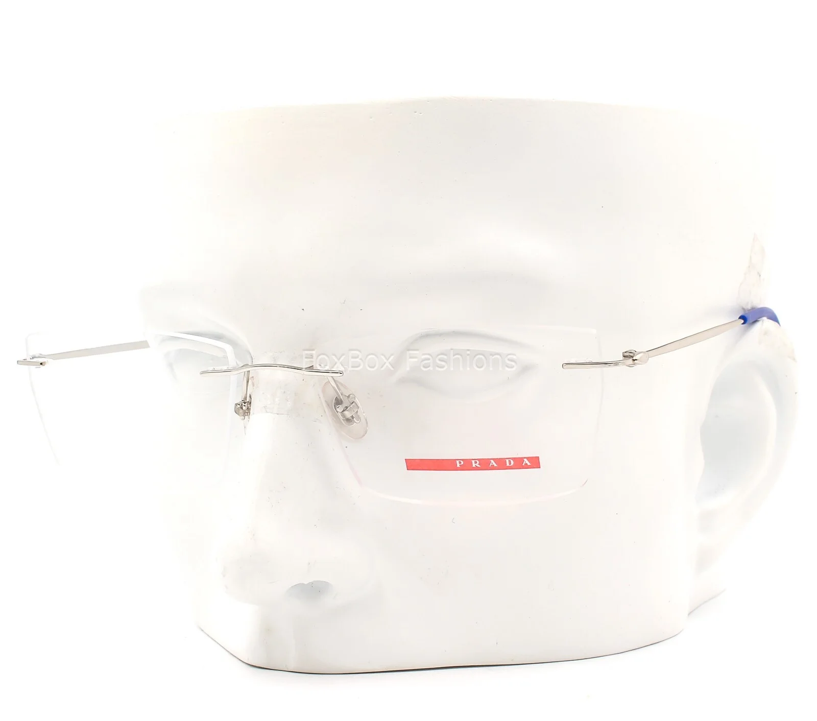 Prada Sport VPS 55E 1BC-1O1 Rimless Eyeglasses Glasses Silver / Blue 54-17-140