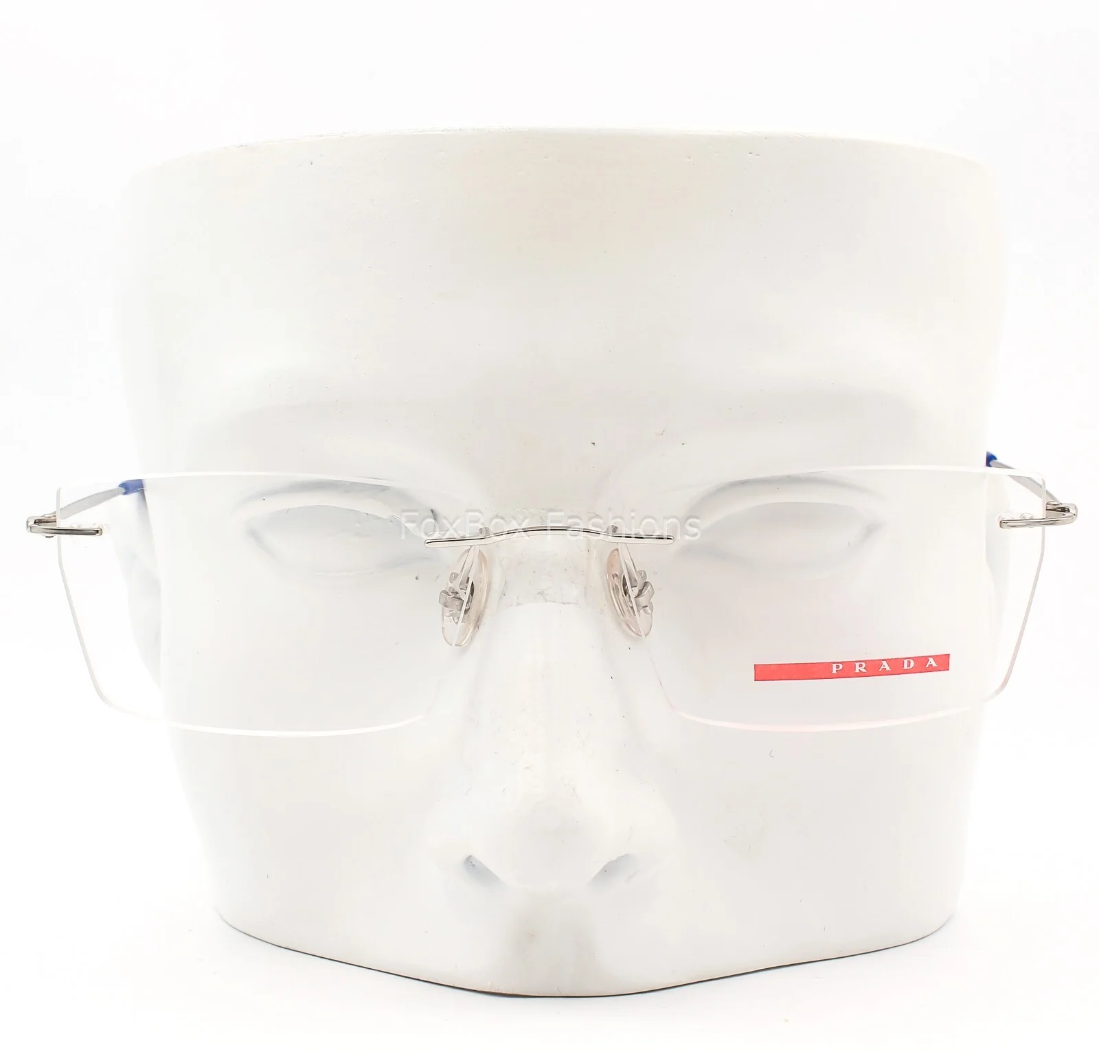 Prada Sport VPS 55E 1BC-1O1 Rimless Eyeglasses Glasses Silver / Blue 54-17-140 3