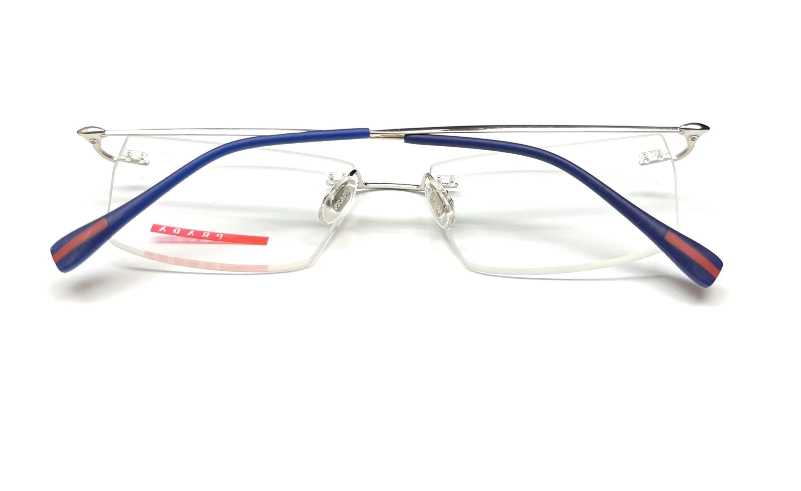 Prada Sport VPS 55E 1BC-1O1 Rimless Eyeglasses Glasses Silver / Blue 54-17-140 4