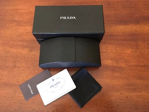 PRADA SUNGLASSES EYEGLASSES CASE +CLOTH + OUTER BOX 6’ X 2 1/2’ X 2 1/4’ NEW