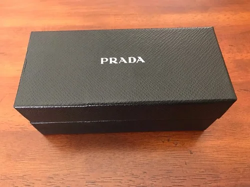 PRADA SUNGLASSES EYEGLASSES CASE +CLOTH + OUTER BOX 6’ X 2 1/2’ X 2 1/4’ NEW 4
