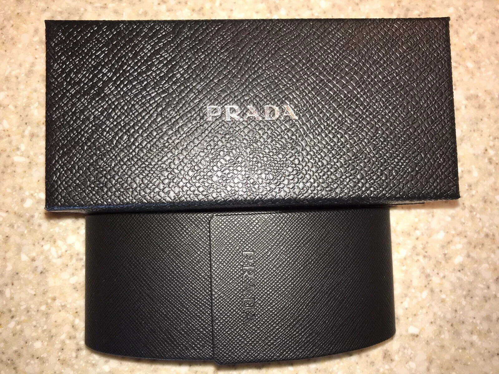 PRADA Sunglasses/Eyeglasses hard Case black, Gift box and Cleaning Cloth NEW 3