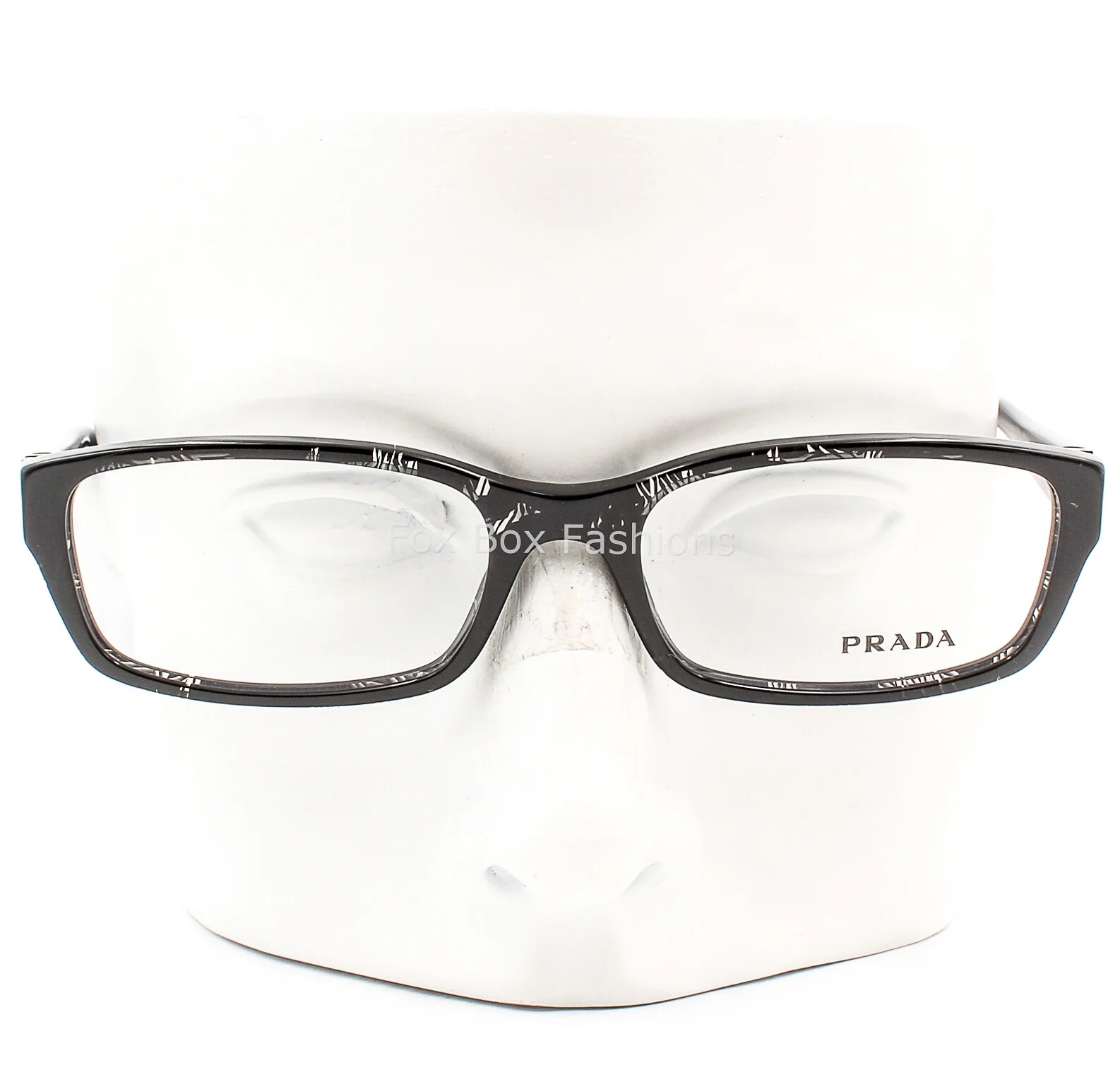 Prada VPR 07N ACF-1O1 Eyeglasses Glasses Black & Clear Print 53-17-140 3