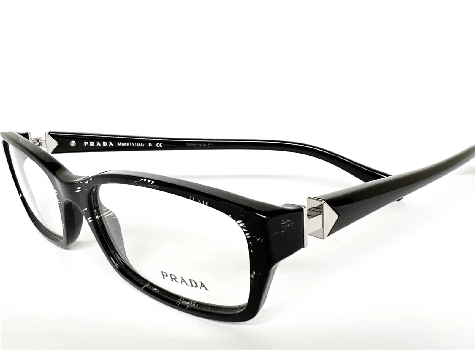 Prada VPR 07N ACF-1O1 Eyeglasses Glasses Black & Clear Print 53-17-140 4