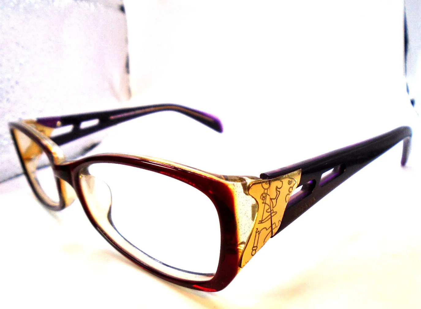 Prada VPR 134F Red/Purple with Gold Glitter 52-16-135 Womens Eyeglasses Frames