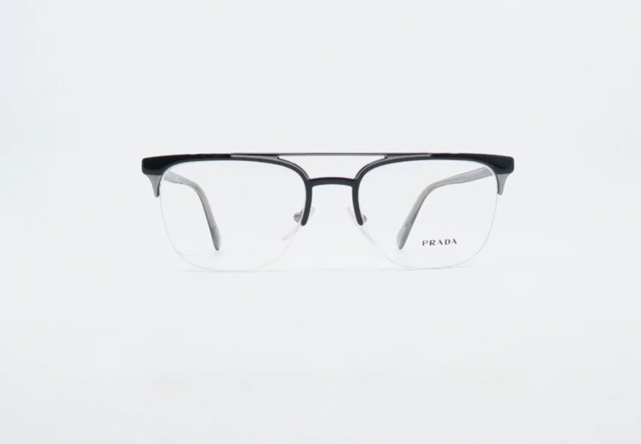 Prada VPR 63U 1AB-1O1 54mm Black and Silver Semi Rimless New Men 2