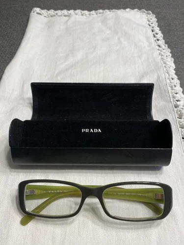 Prada VPR17H Gray/Green Eyeglass Frames 52-16-135 & Prada Case 2