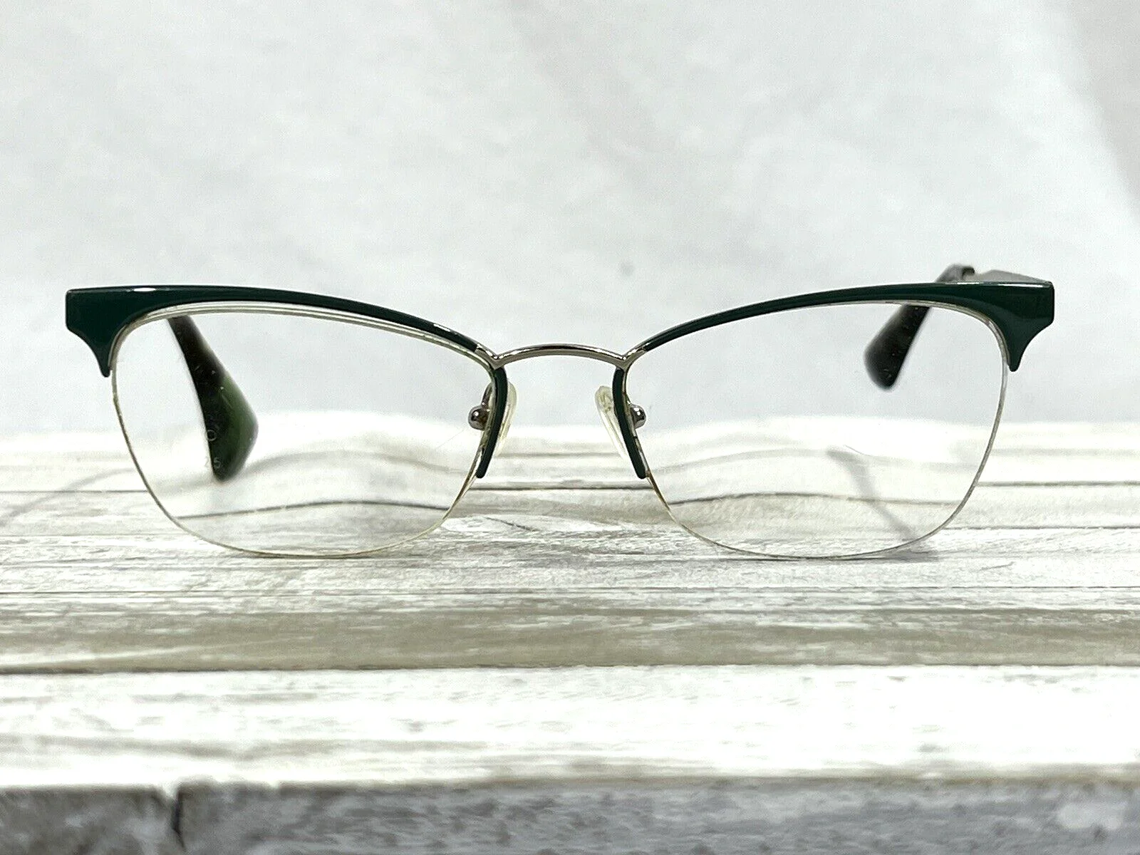 Prada VPR65Q Unisex Horn Rim Eyeglass Frames Silver Green 53▯17-140 2