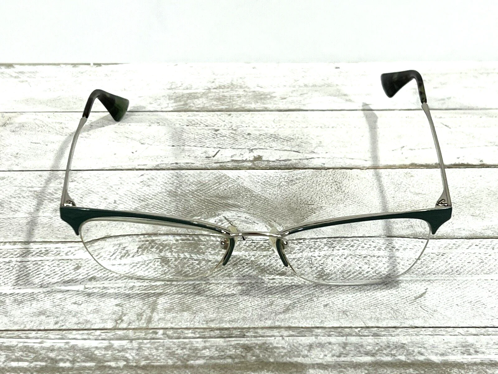 Prada VPR65Q Unisex Horn Rim Eyeglass Frames Silver Green 53▯17-140 3