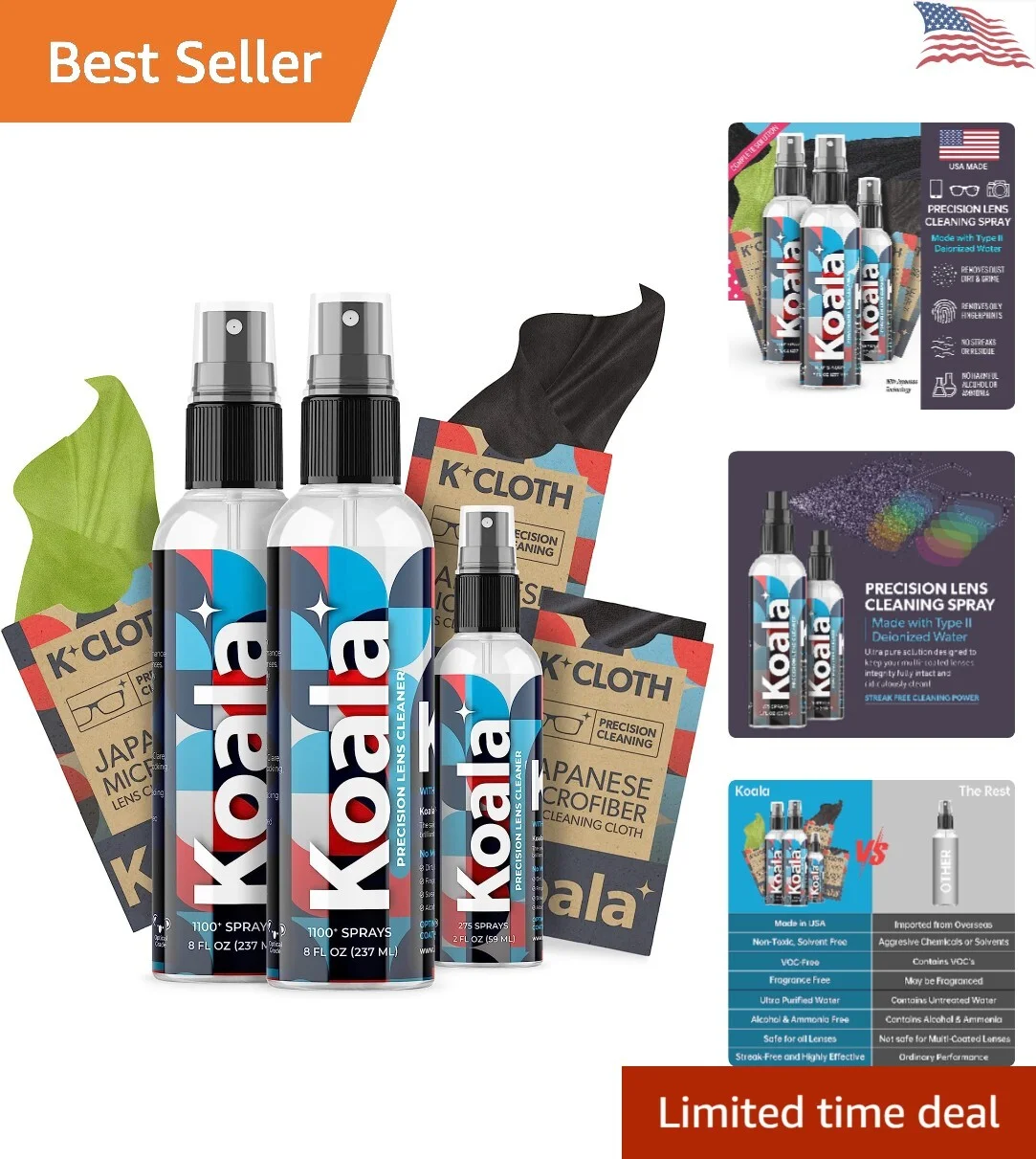 Premium Eyeglass Lens Cleaner - Made in USA - Alcohol Free - 6 Piece Set