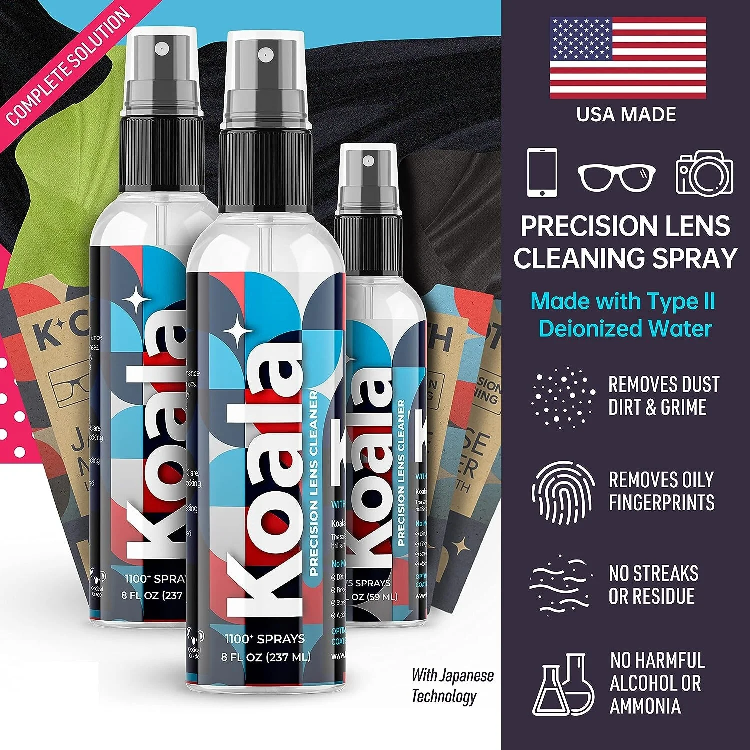 Premium Eyeglass Lens Cleaner - Made in USA - Alcohol Free - 6 Piece Set 4