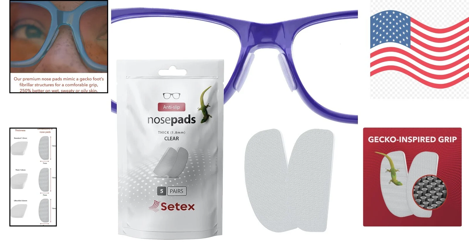 Premium Gecko Grip Eyeglass Nose Pads - Ultra All Day Comfort - 5 Clear Pair 2