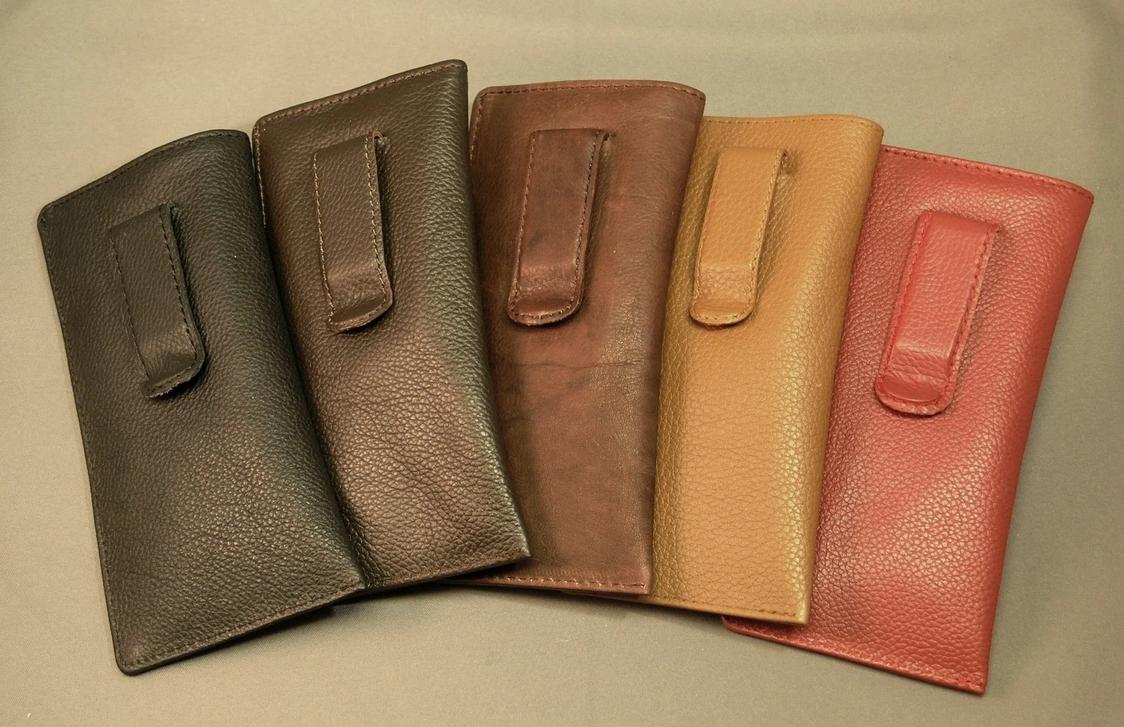 Premium Leather Eyeglass / Glasses Case with CLIP - Various Colors