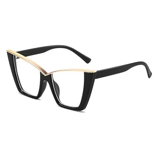 Prescription Eyeglasses Gold And Black Oversize Large Frame 4