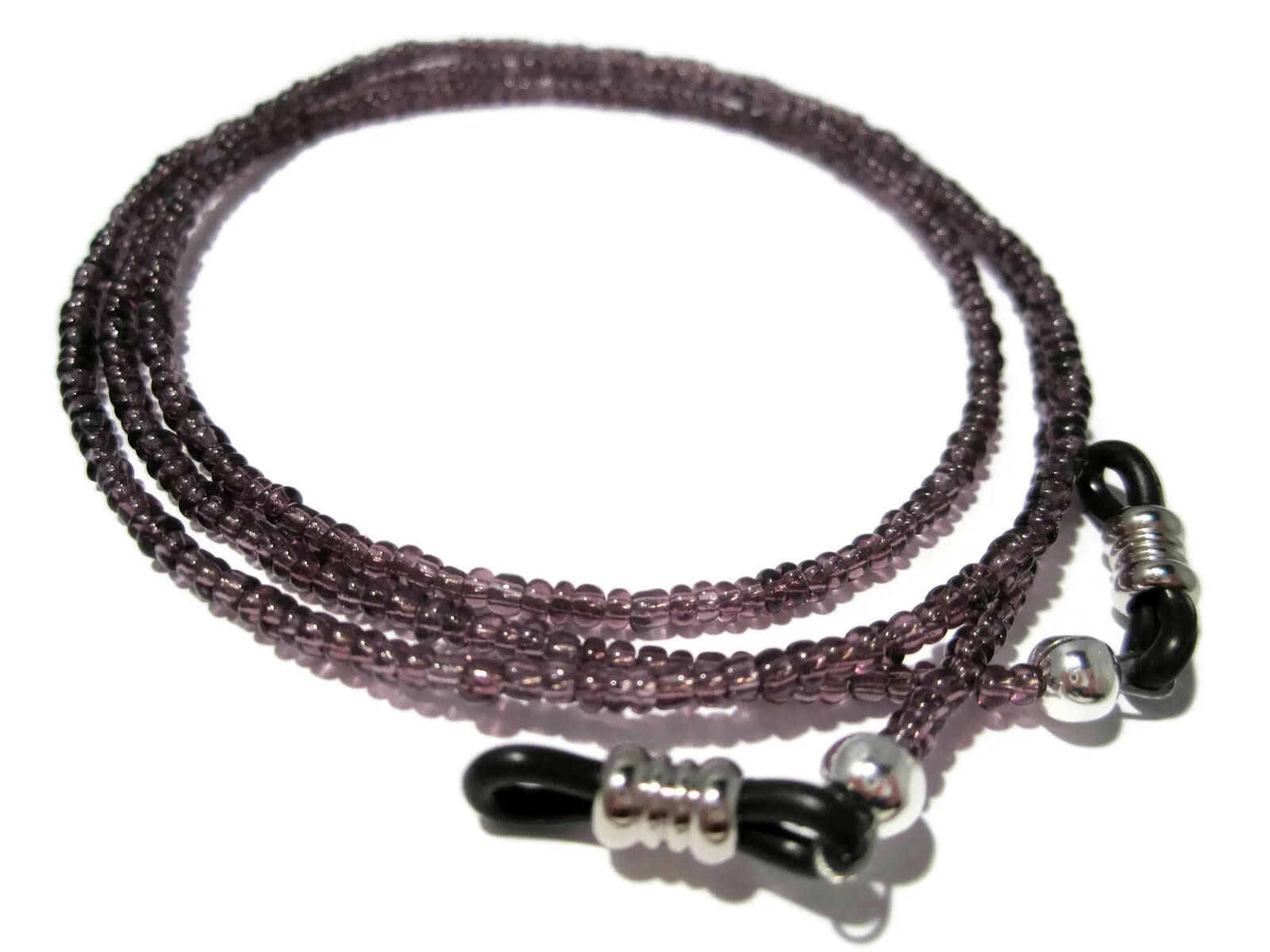 Pretty Purple Beaded Eyeglass Holder Necklace Strap, PICK YOUR GRIP, Lanyard 2