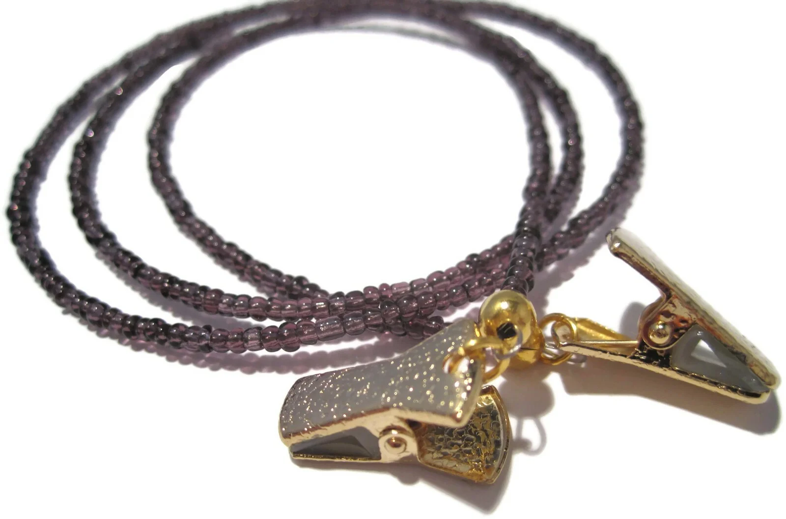 Pretty Purple Beaded Eyeglass Holder Necklace Strap, PICK YOUR GRIP, Lanyard 4