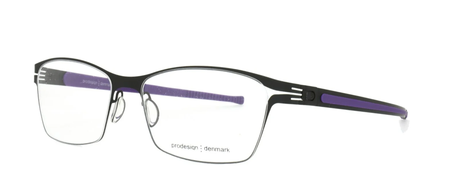 Prodesign Denmark Eyeglasses 6141 6031 53-17-135 JG Black Purple Screwless Hinge