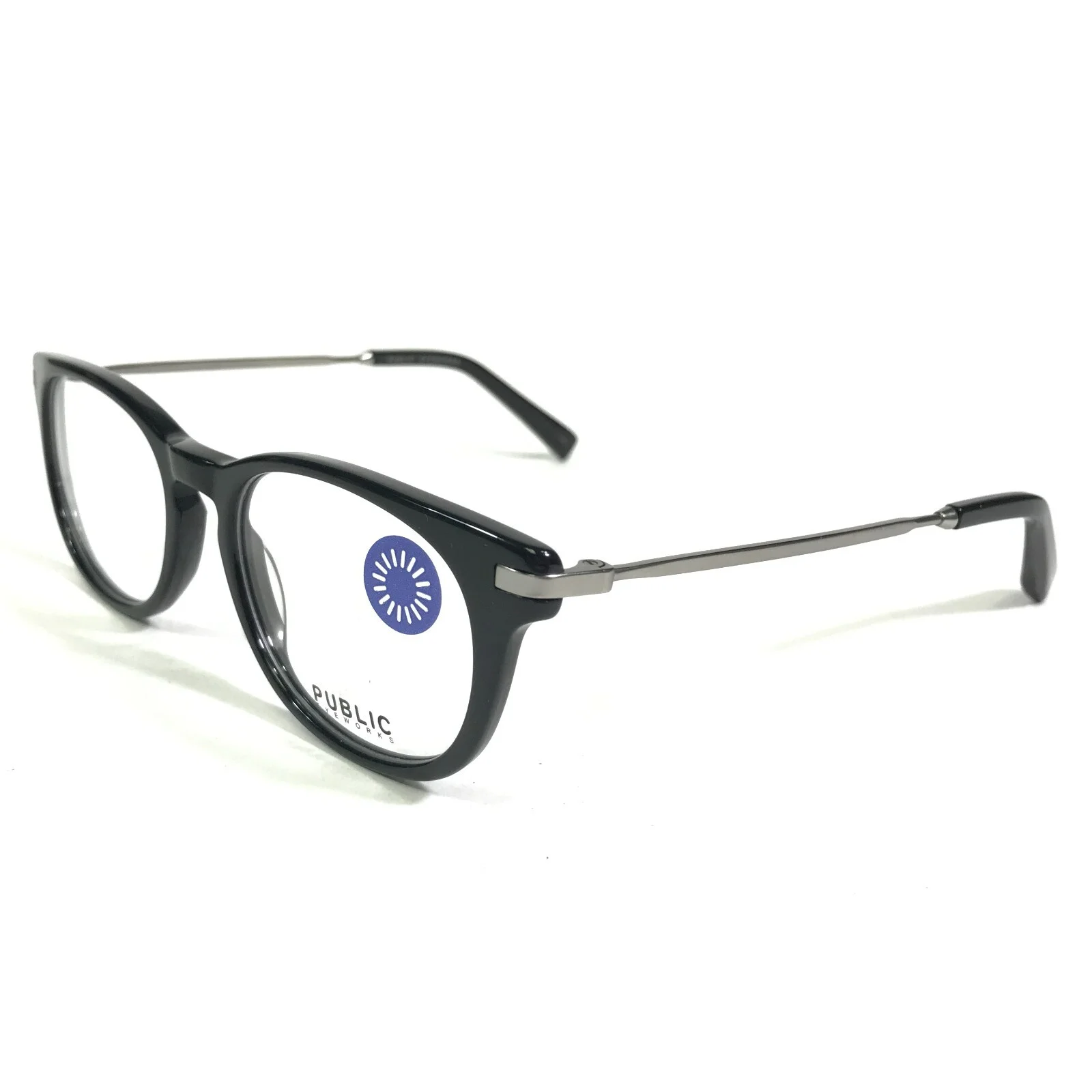 Public Eyeworks Eyeglasses Frames MEMPHIS-C01 Black Silver Round 49-18-145 4