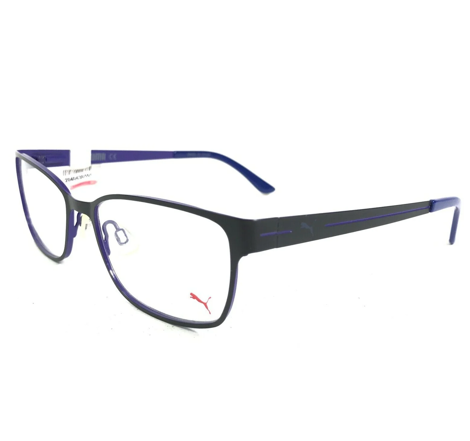Puma Eyeglasses Frames PE00150 001 Black Blue Rectangular Full Rim 53-17- 140