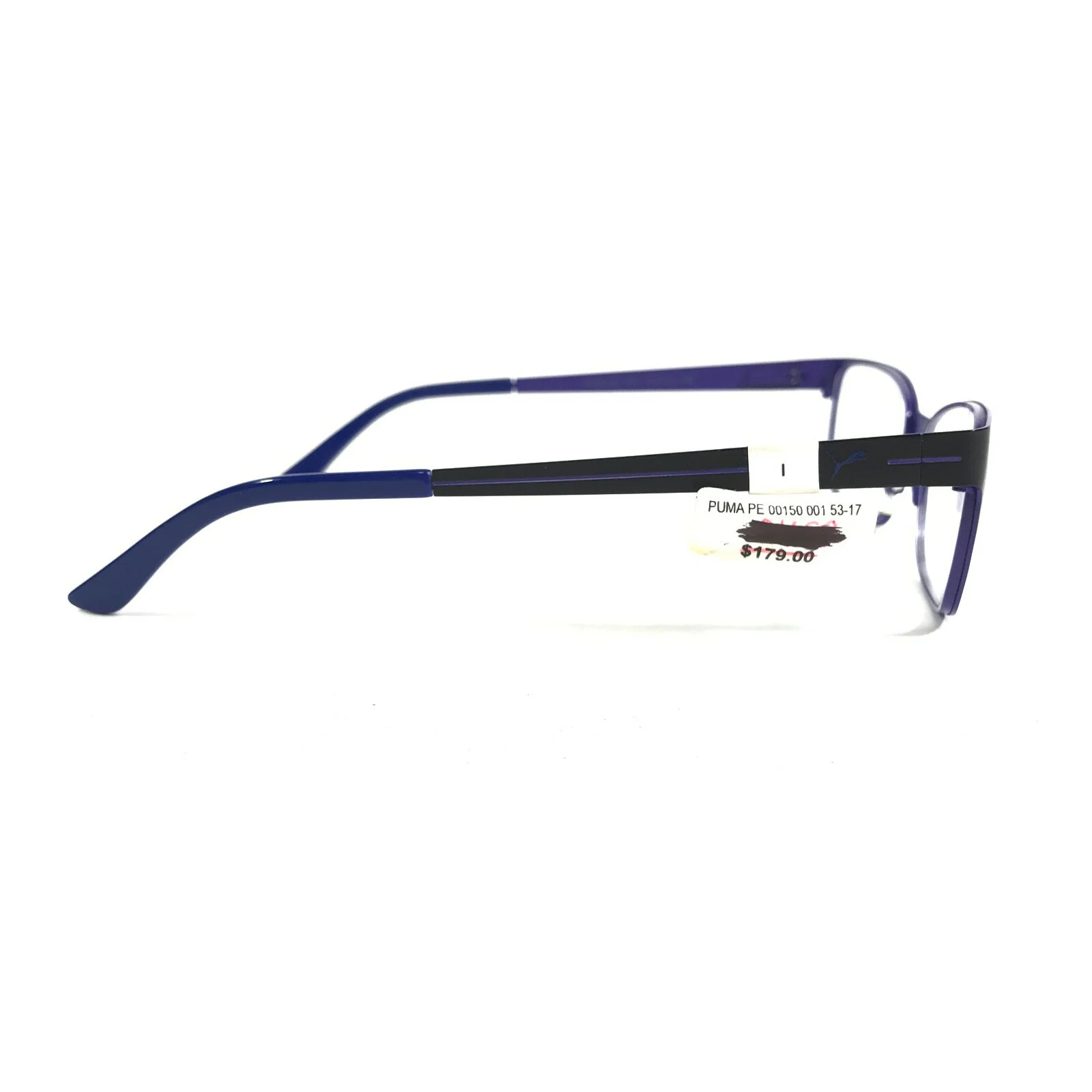 Puma Eyeglasses Frames PE00150 001 Black Blue Rectangular Full Rim 53-17- 140 4