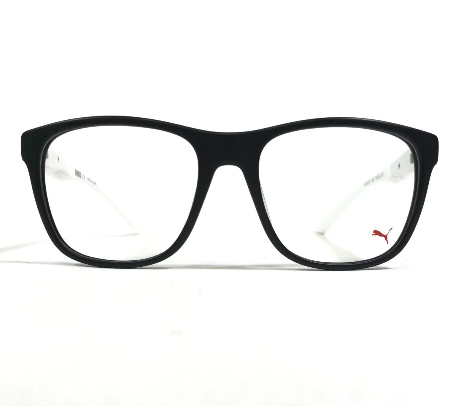 Puma Eyeglasses Frames PU00670 002 Black White Square Full Rim 53-18-140