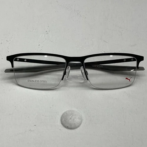 Puma Stainless Steel Eyeglass Half Frames Clear Lense With Case PU03020 001