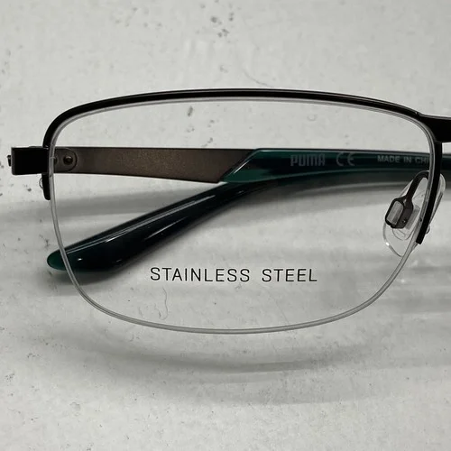 Puma Stainless Steel Eyeglass Wire Half Frames Clear Lense With Case PU00940 006 2