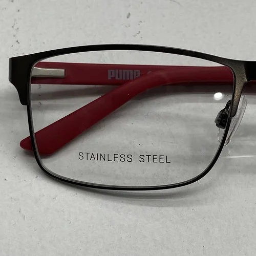 Puma Stainless Steel Red Eyeglass Frames Clear Lense with Case PE00270 005 2