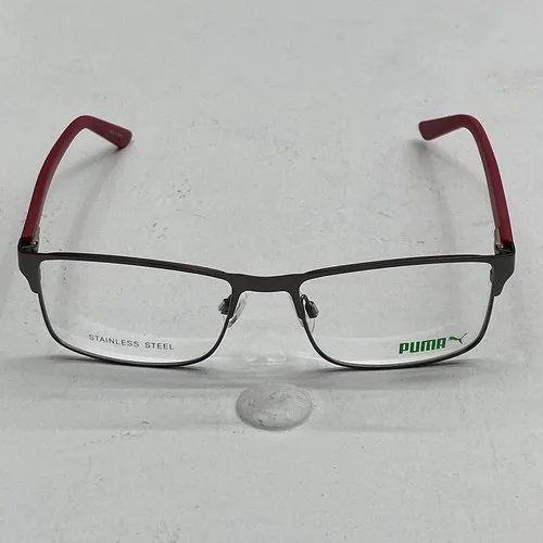 Puma Stainless Steel Red Eyeglass Frames Clear Lense with Case PE00270 005 4