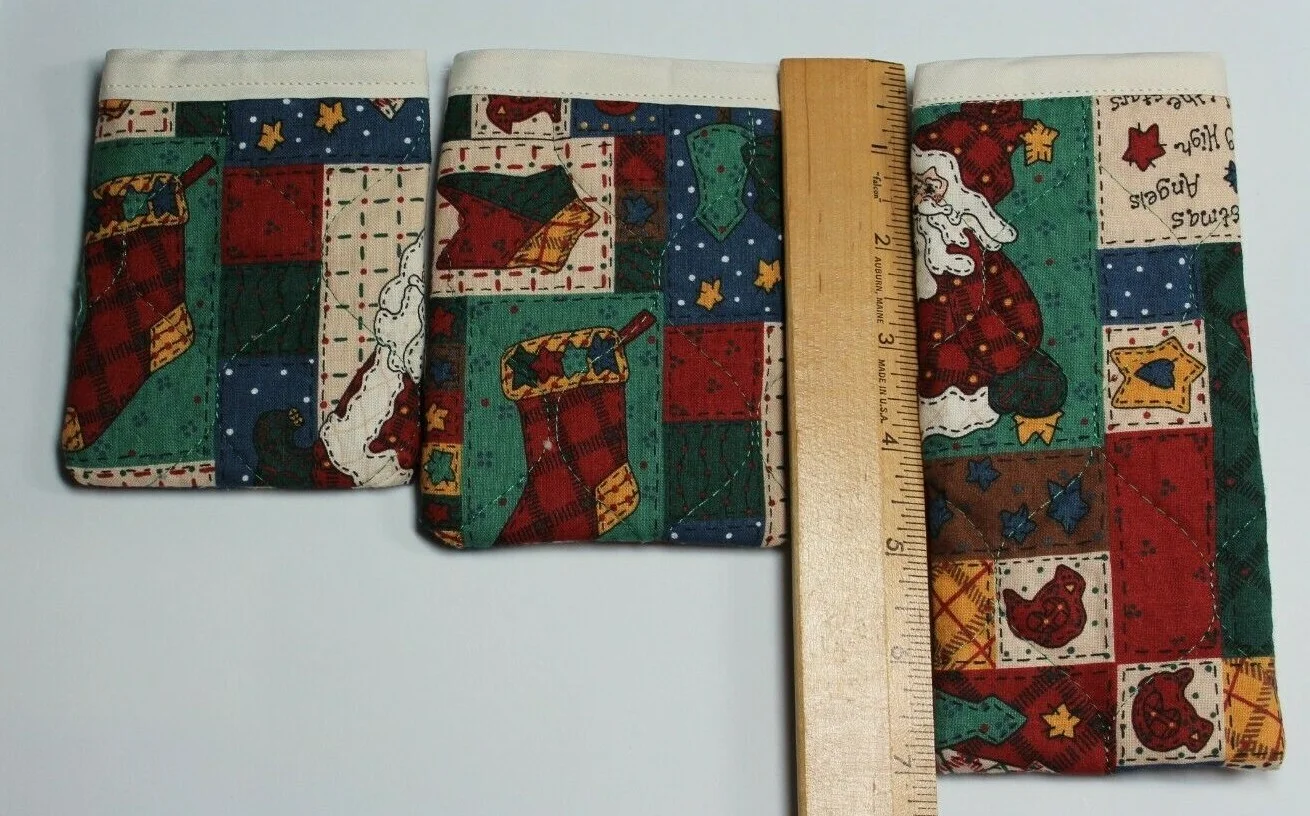 Quilted Gift Card and Soft Eye glass Holder- set of 3 Christmas Theme 2