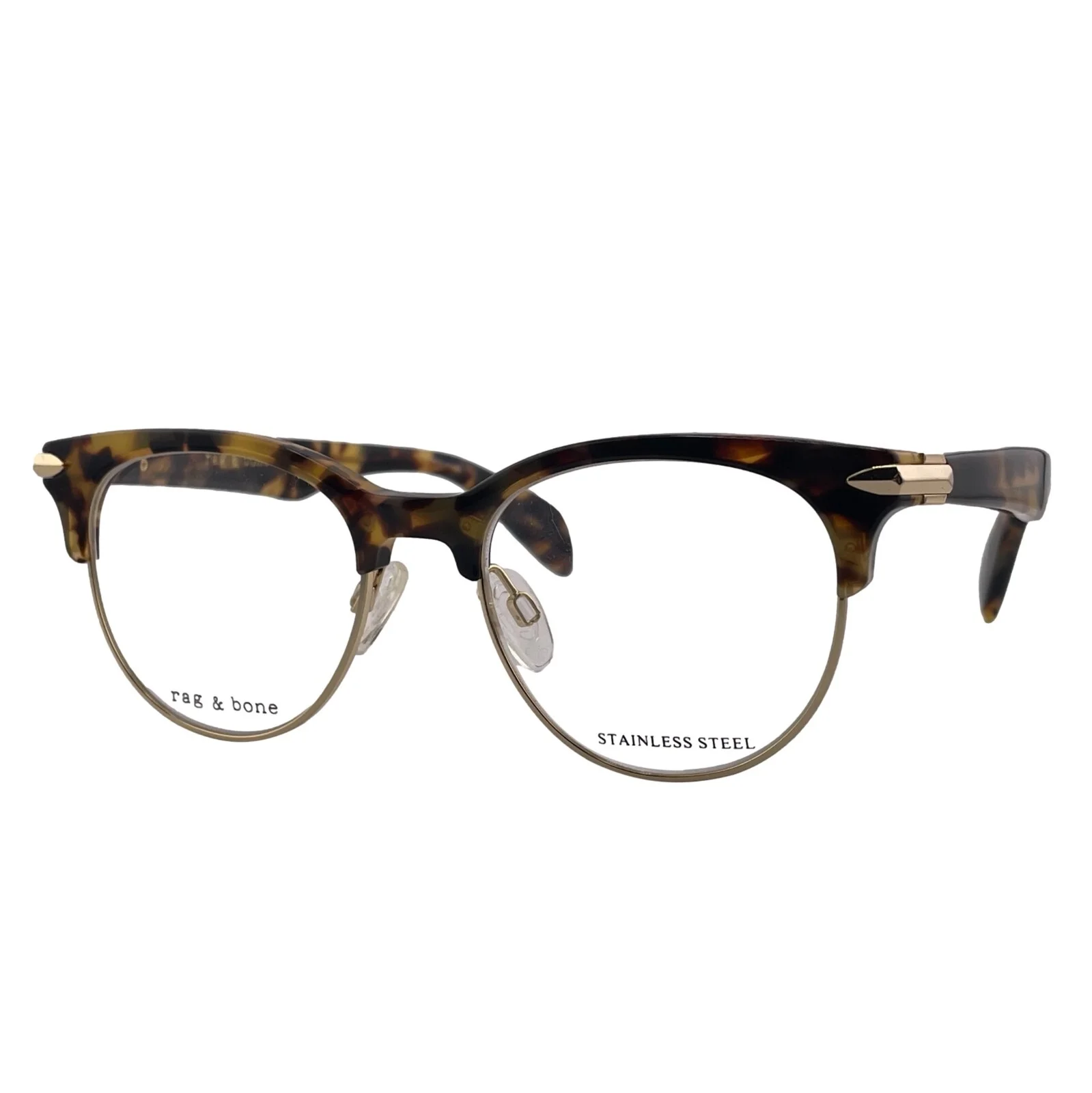 Rag & Bone RNB3009 Brown / Gold Round Eyeglasses Frames 49mm 18mm 145mm