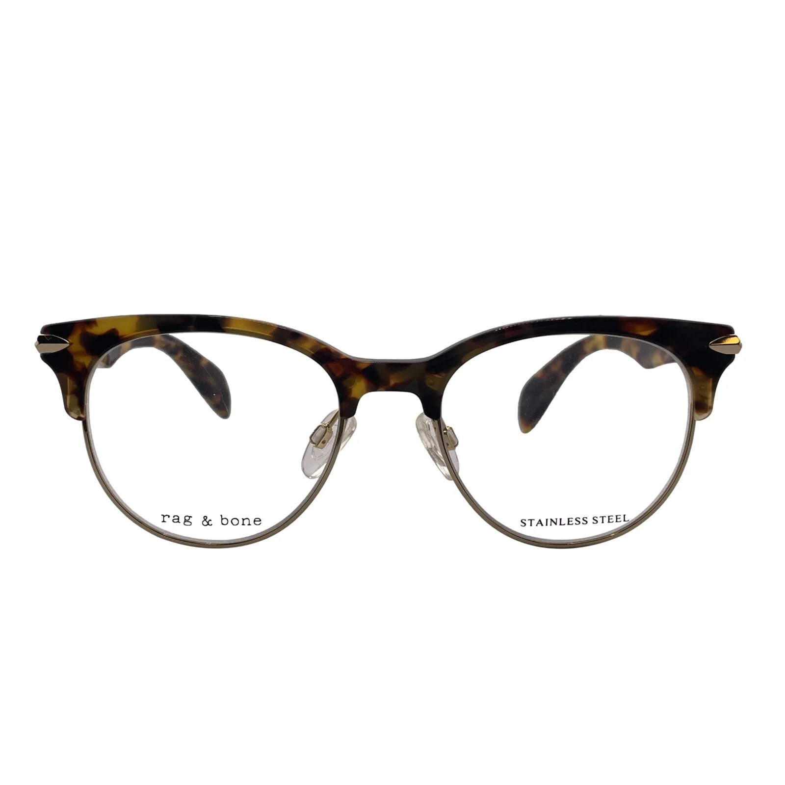 Rag & Bone RNB3009 Brown / Gold Round Eyeglasses Frames 49mm 18mm 145mm 2
