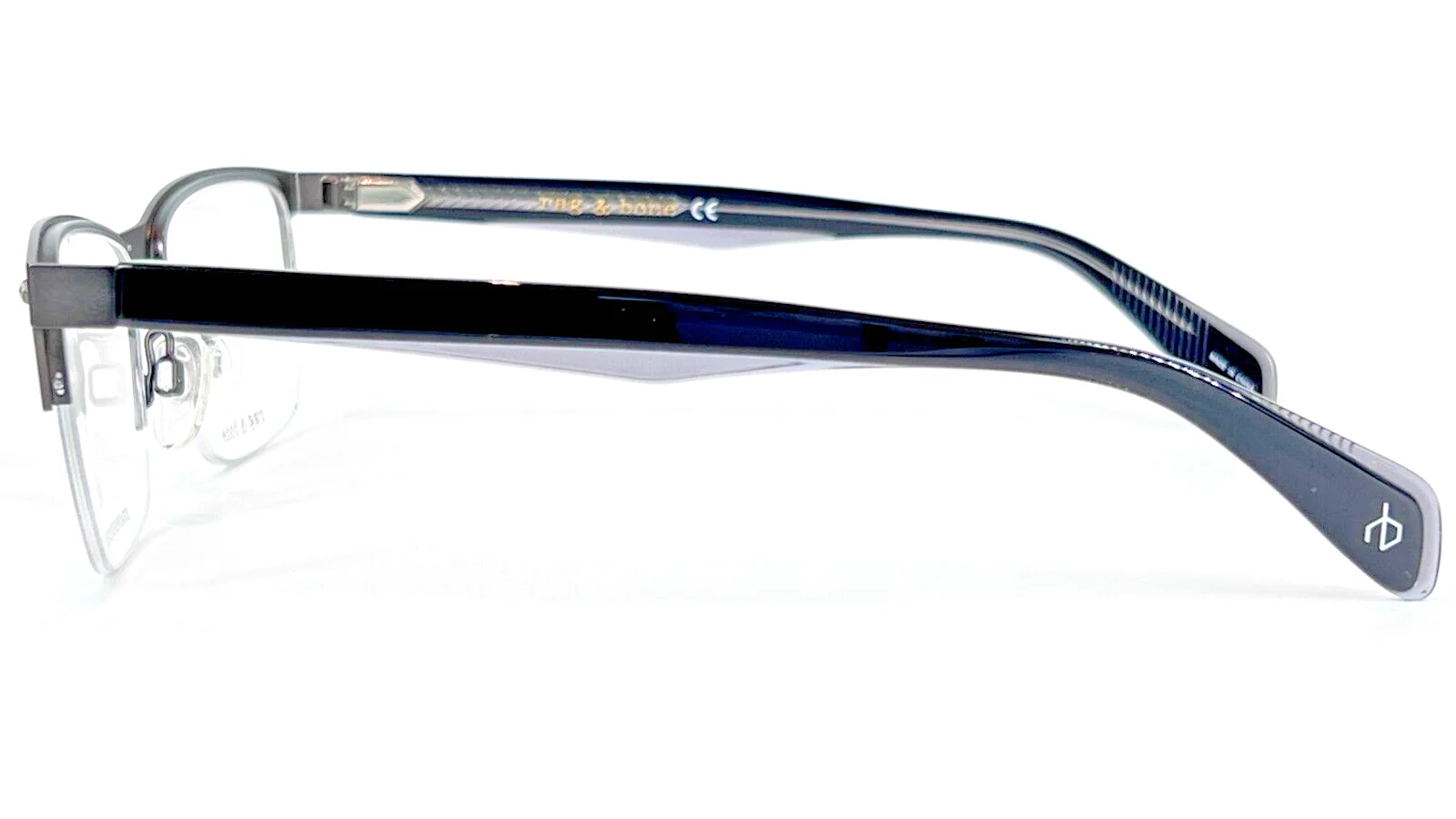 Rag & Bone RNB7019 Mens Semi Rimless Eyeglass Frame 0R80 Semi Matte Dk Ruthenium 3