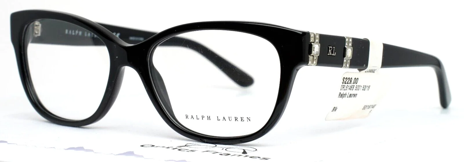 RALPH LAUREN RL6146B 5001 Black Womens Cat Eye Eyeglasses Frames 52-16-140 B:37