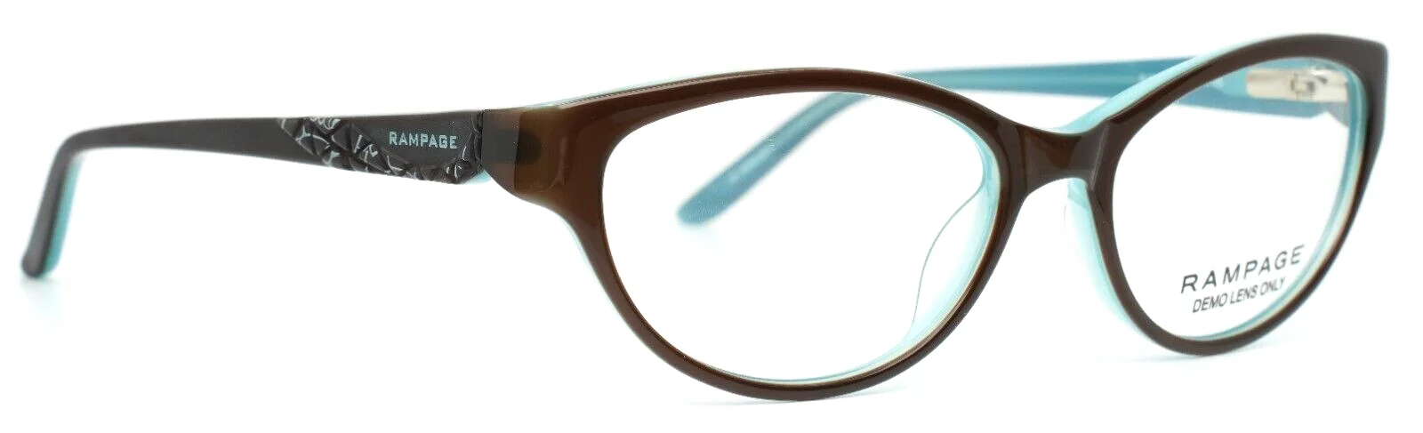 RAMPAGE R178 BRN Brown Blue Womens Cat Eye Full Rim Eyeglasses 51-16-135 B:33 3