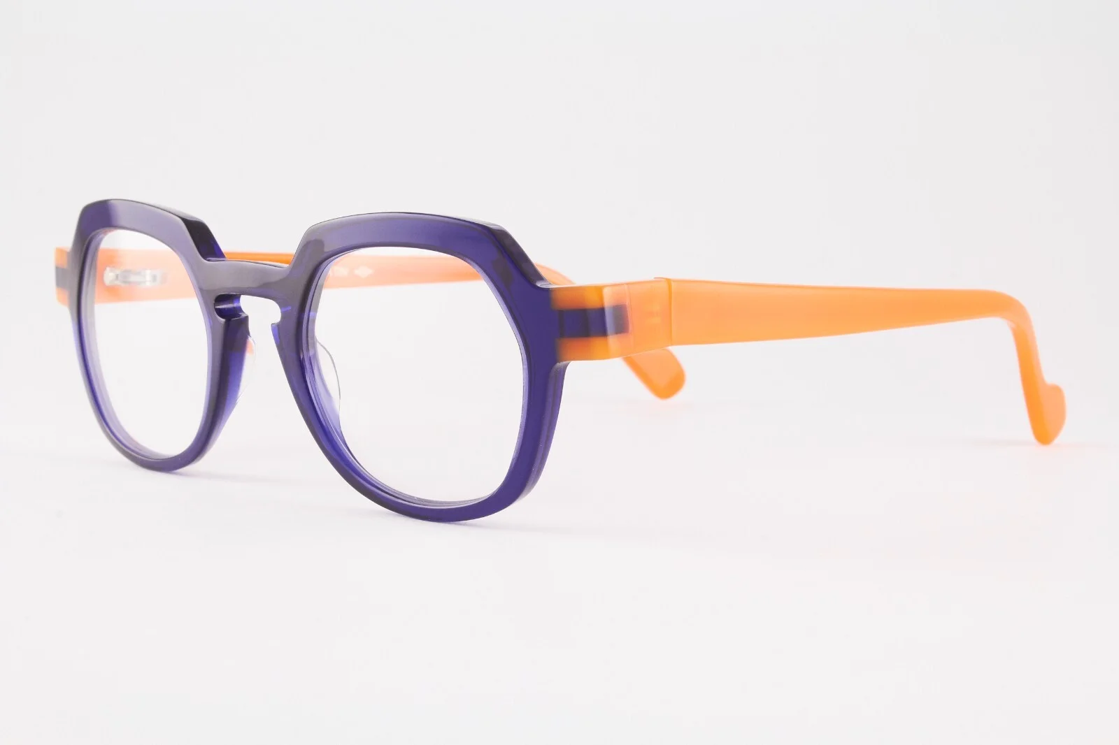 Rare Authentic Anne et Valentin D-CLICK 1452 46mm Blue Orange Glasses France 2