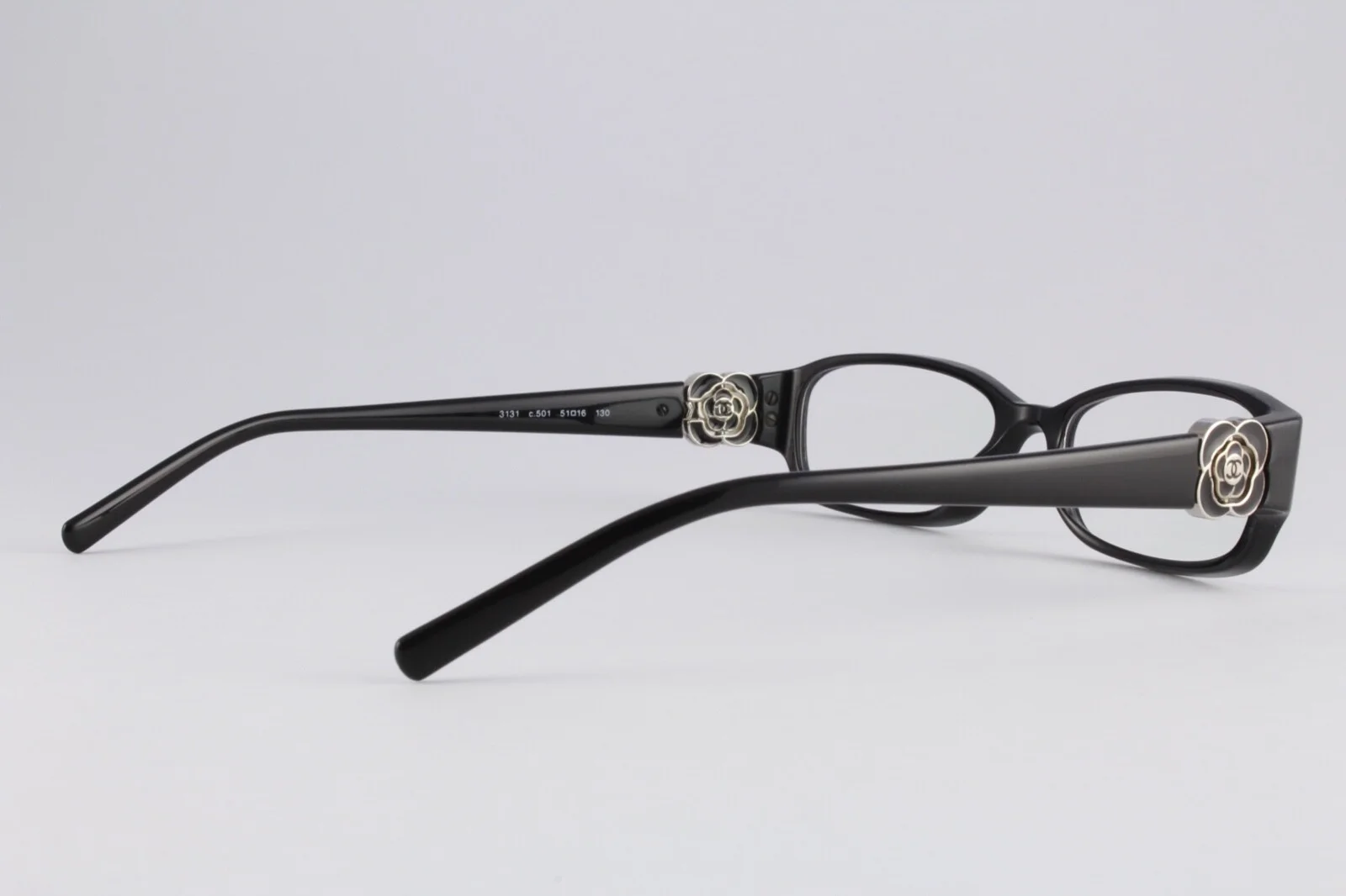 Rare Authentic Chanel 3131 501 Black Camellia 51mm Glasses Frames Italy RX-able 3