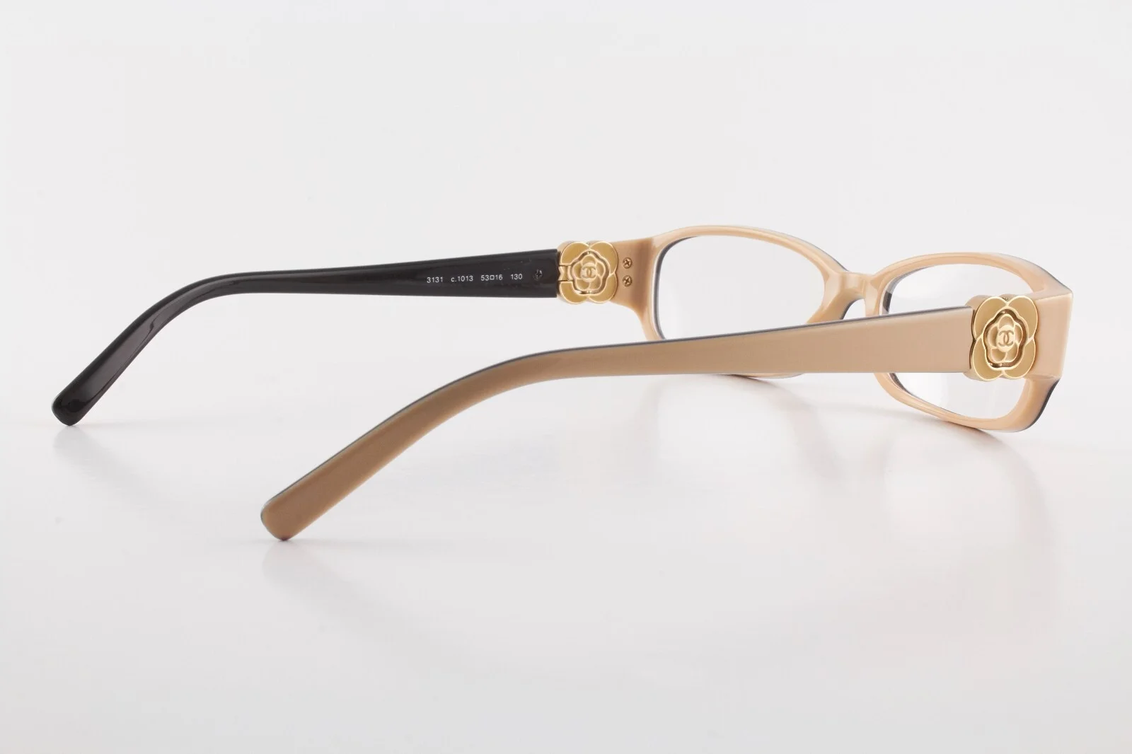 Rare Authentic Chanel 3131 c.1013 53mm Black Beige Glasses Frames Italy 3