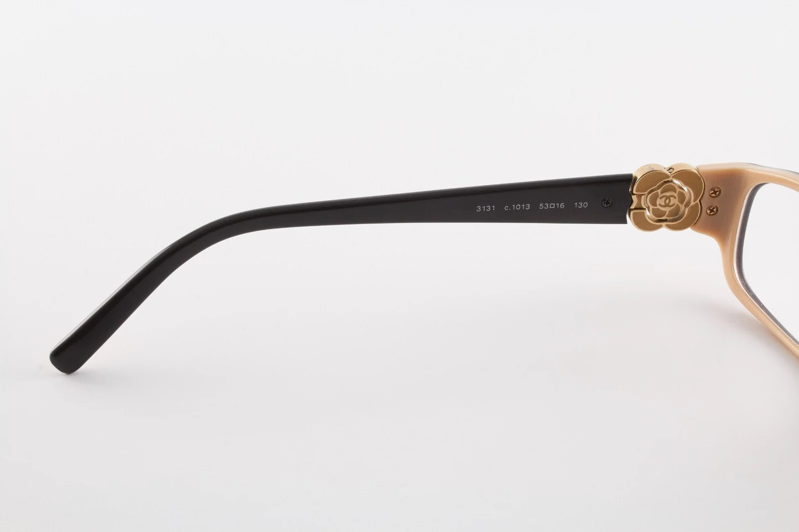 Rare Authentic Chanel 3131 c.1013 53mm Black Beige Glasses Frames Italy 4