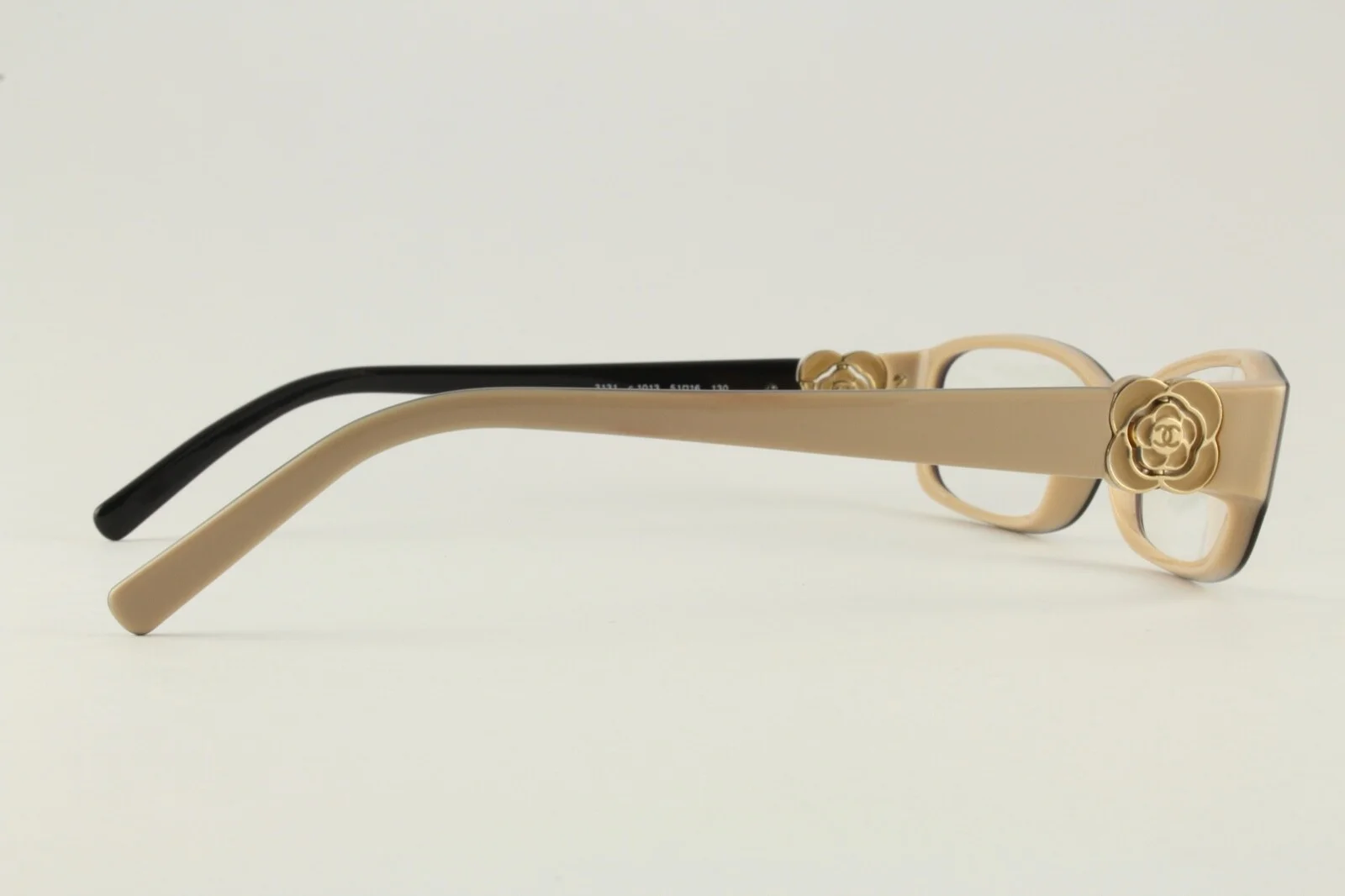 Rare Authentic Chanel Mod. 3131 c.1013 Beige/Black 51mm Glasses Frames RX-able 3