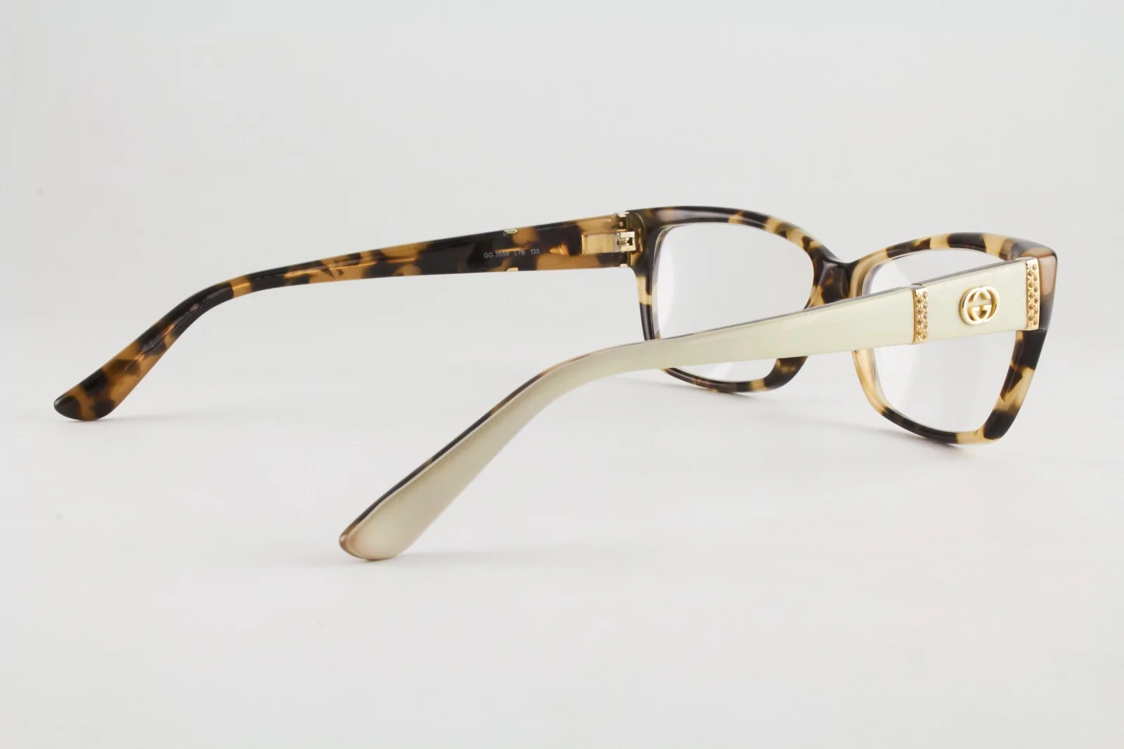 Rare Authentic Gucci GG3559 L7B Havana Honey Gold White 51mm Glasses Italy 3