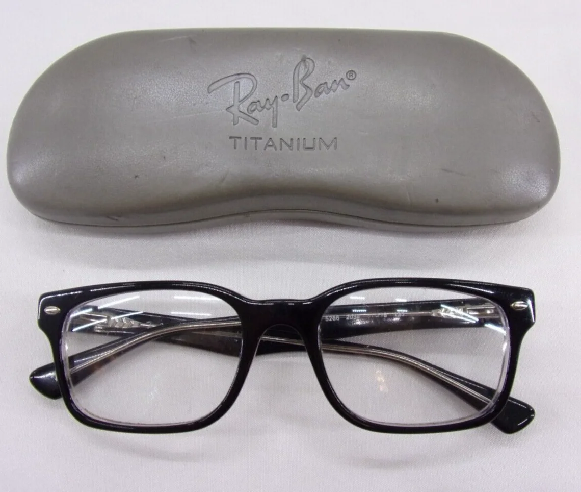 Ray Ban 5286 Black on Transparent Square Full Rim Eyeglass Frames 51-18-135