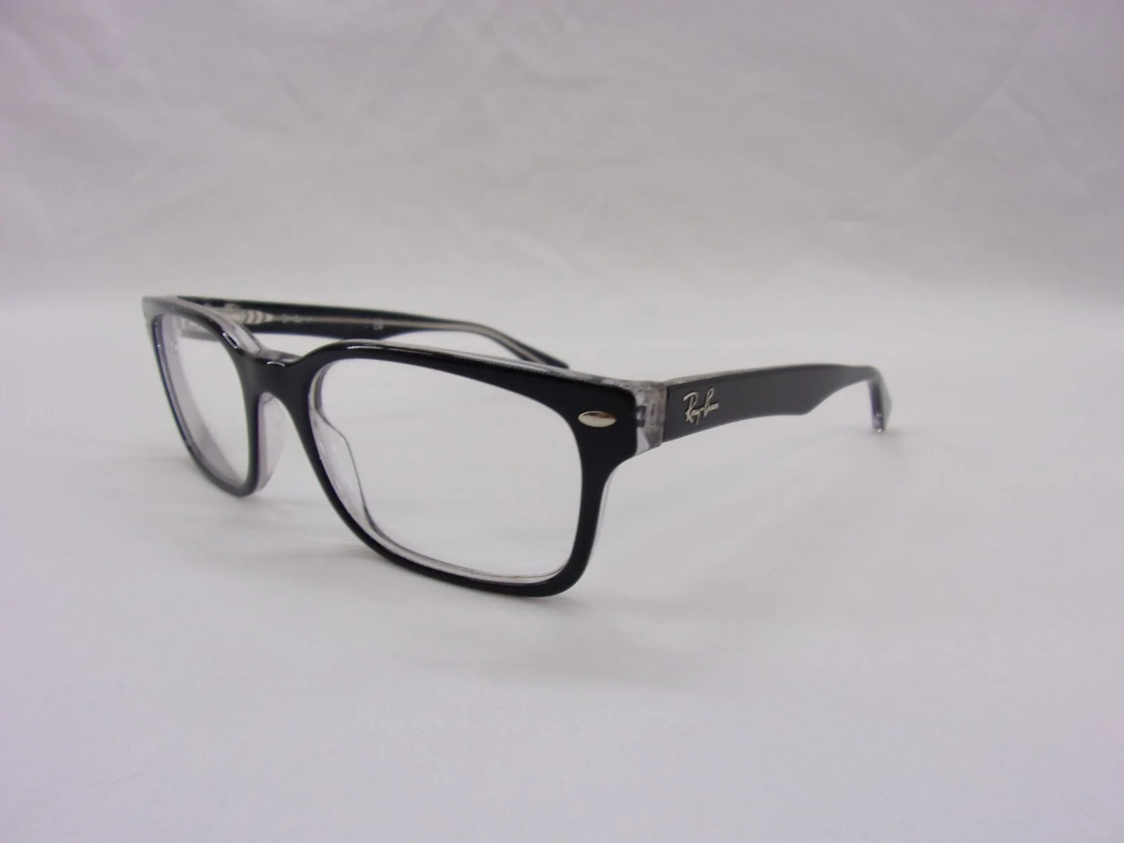 Ray Ban 5286 Black on Transparent Square Full Rim Eyeglass Frames 51-18-135 2
