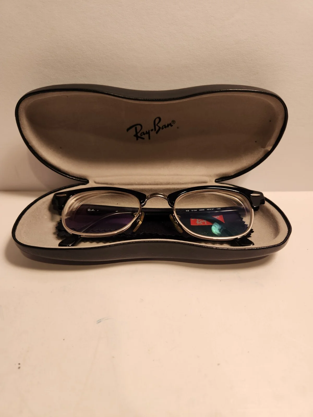 Ray Ban CLUBMASTER RX5154 2000 Black / Demo Lens 51mm Eyeglasses RB5154 2