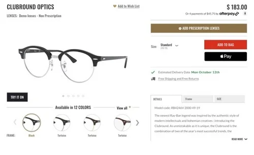 Ray Ban clubround Optics