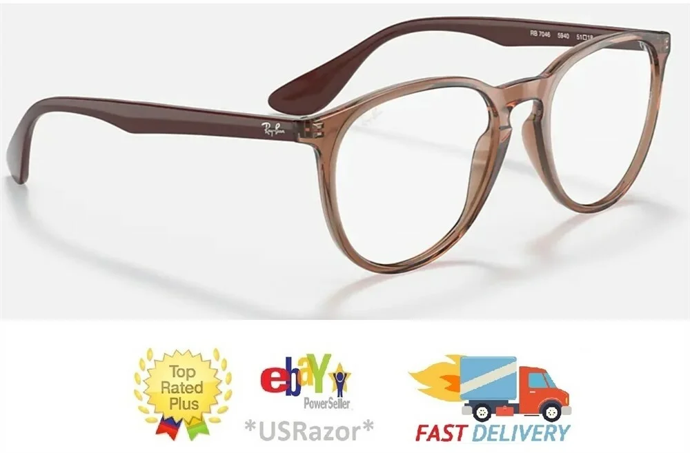 Ray-Ban Eyeglasses Frame Transparent Light Brown Brazil RX7046 ERIKA 9014 Case 4