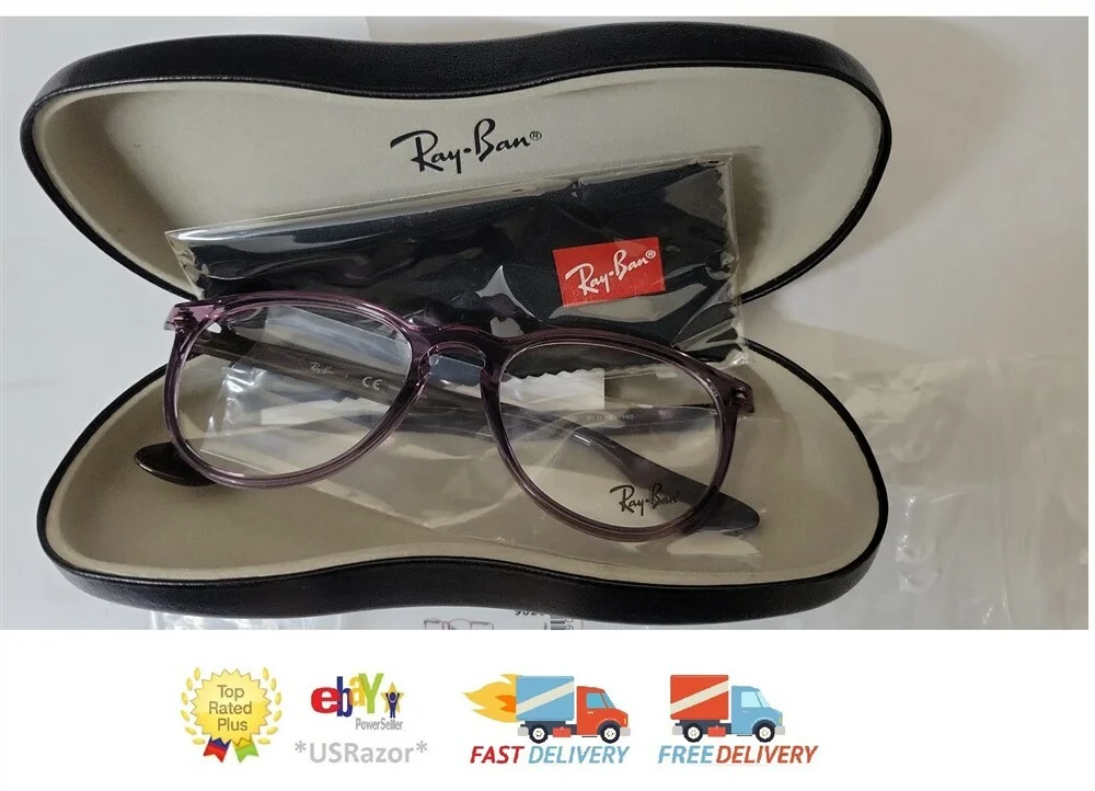 Ray-Ban Eyeglasses Frame Transparent Violet Brown Brazil RX7046 ERIKA 9020 Case