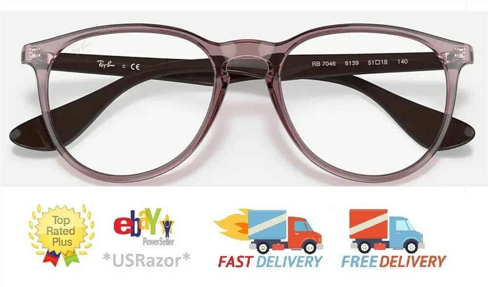 Ray-Ban Eyeglasses Frame Transparent Violet Brown Brazil RX7046 ERIKA 9020 Case 3